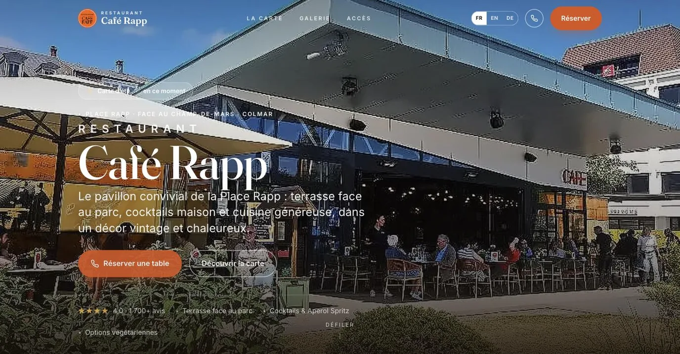 Site Café Rapp — version ordinateur