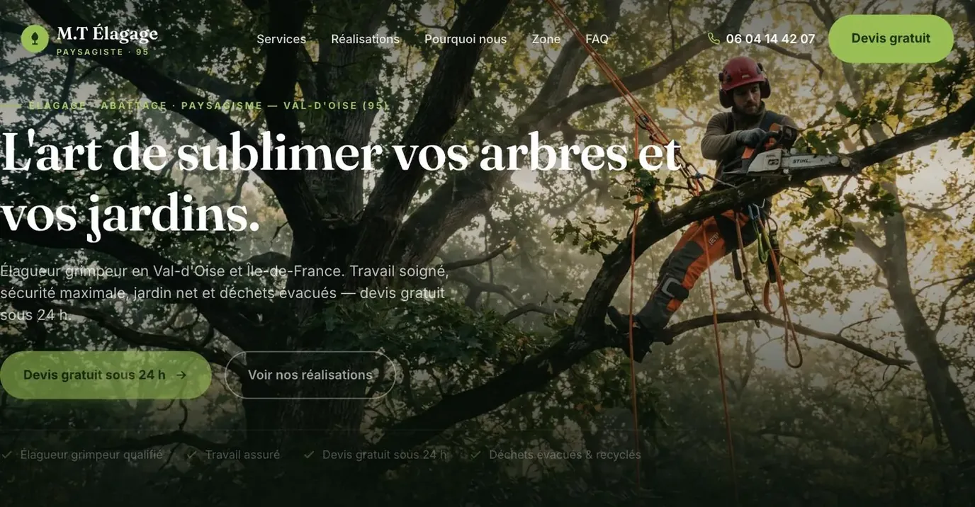Site M.T Élagage — version ordinateur